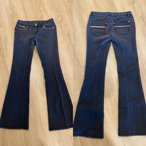 Cache leopard/cheetah print low rise jeans size 2